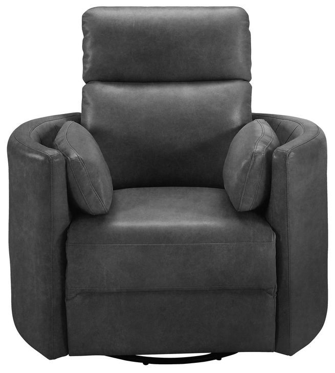 Radius Vintage Slate Leather Swivel Glider Power Recliner with USB Charging