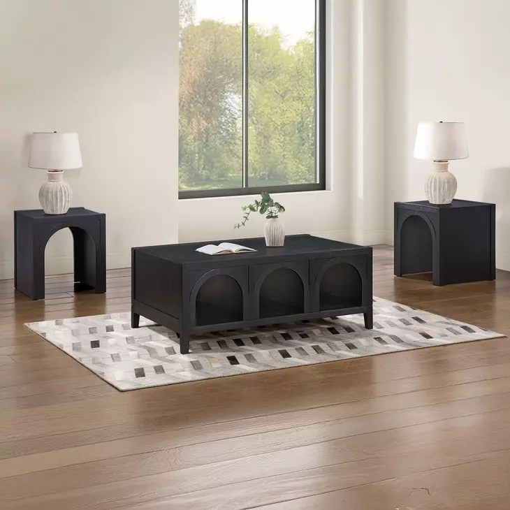 Fitzgerald Black Rectangular Occasional Table Set