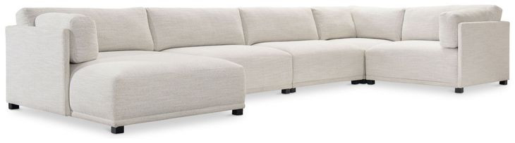 Parker Cream 5 Piece Modular Sectional with LAF Chaise and Pillows