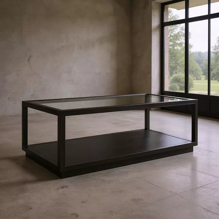 Glaze Onyx Rectangular Glass Top Cocktail Table