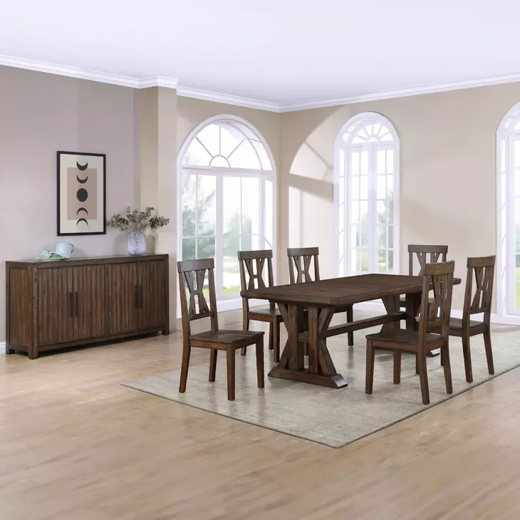 Auburn Dark Brown Slat Back Side Chair Set of 2