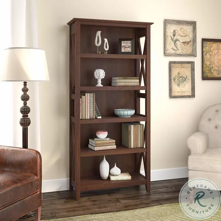 Key West Bing Cherry Tall 5 Shelf Bookcase