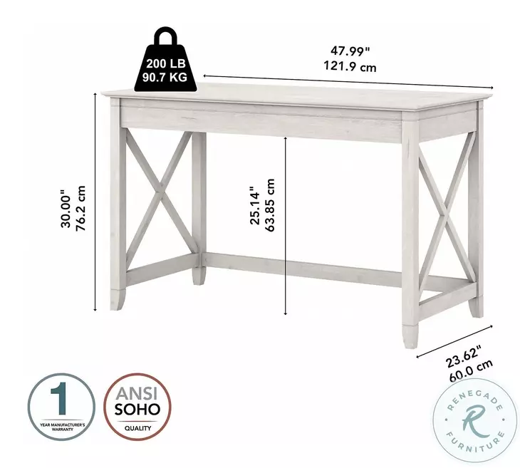 Key West Linen White Oak 48" Writing Desk