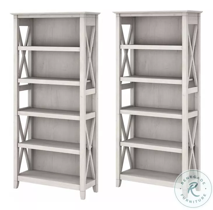 Key West Linen White Oak 2 Piece Bookcase Set