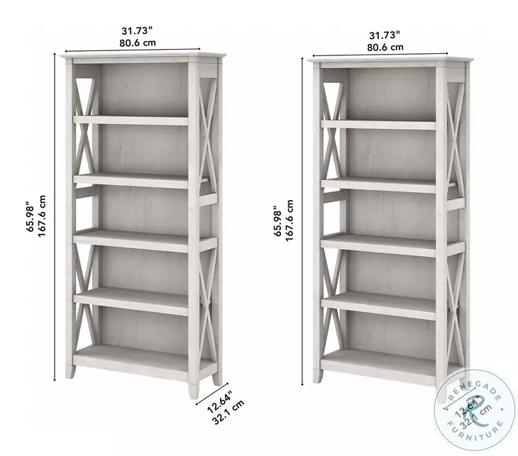 Key West Linen White Oak 2 Piece Bookcase Set