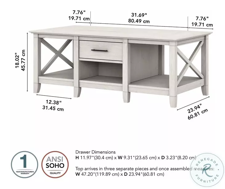 Key West Linen White Oak Coffee Table