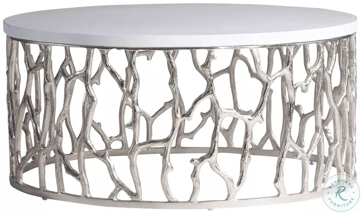 Milos Bone And Shiny Nickel Outdoor Occasional Table Set