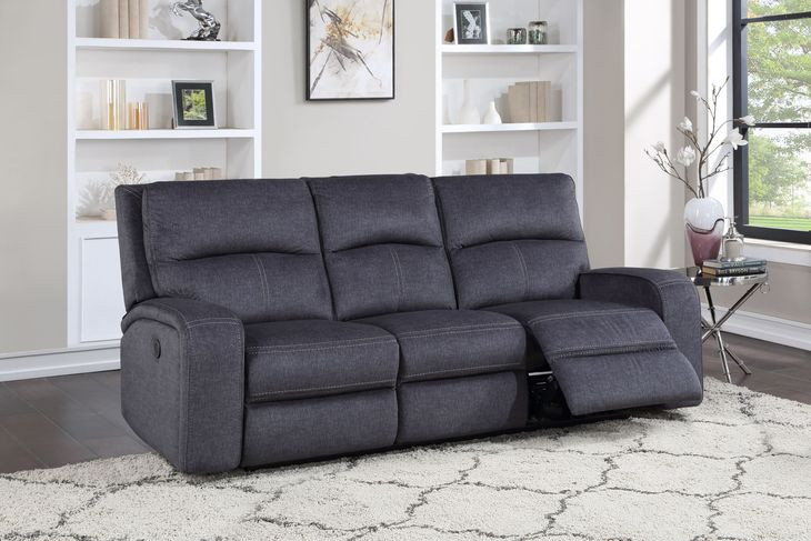 Lovell Gray 87" Power Reclining Sofa with USB Charging