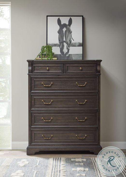 Hickory Creek Brown Velvet 6 Drawer Chest