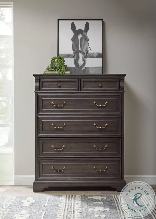 Hickory Creek Brown Velvet 6 Drawer Chest