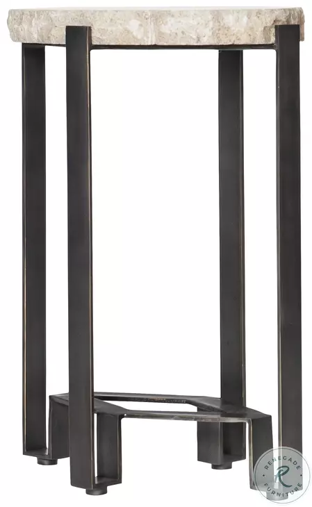 Sayers White Travertine And Bronze Accent Table