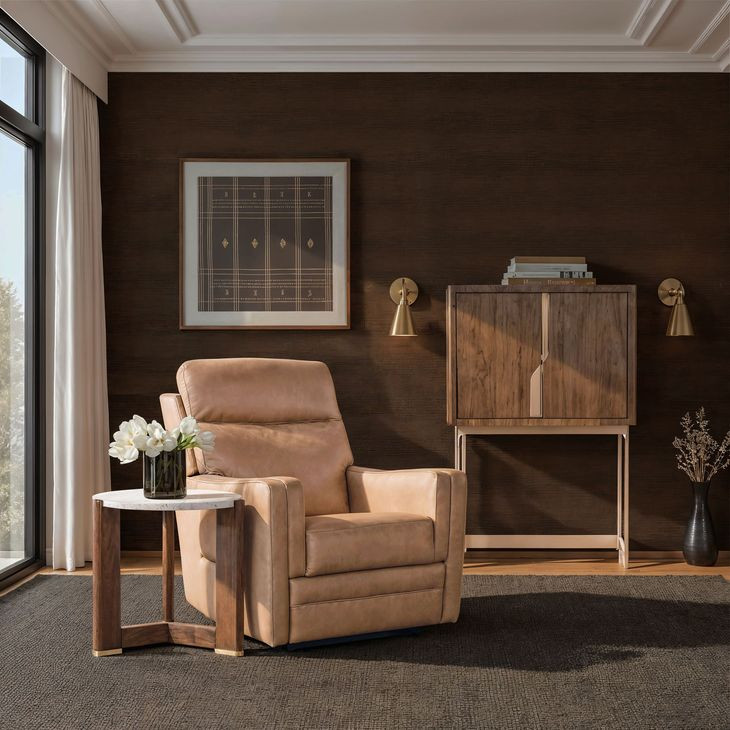 Eleana Medium Brown and Beige Round 25.5" Marble Top End Table