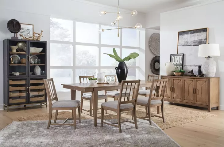 Lindon Belgian Wheat Extendable Rectangular Dining Room Set