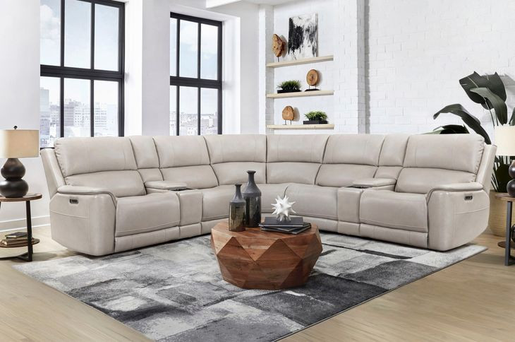 Easton Steamboat Quartz Leather 7 Piece Modular Zero Gravity Power Reclining Sectional with USB Charging