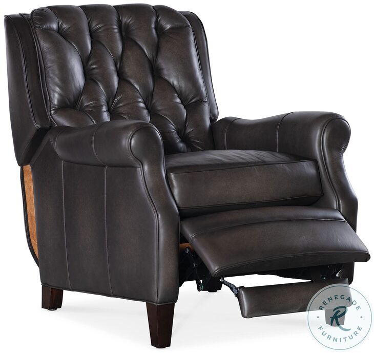 Palmer Grey Leather Press Back Recliner From Hooker Coleman Furniture