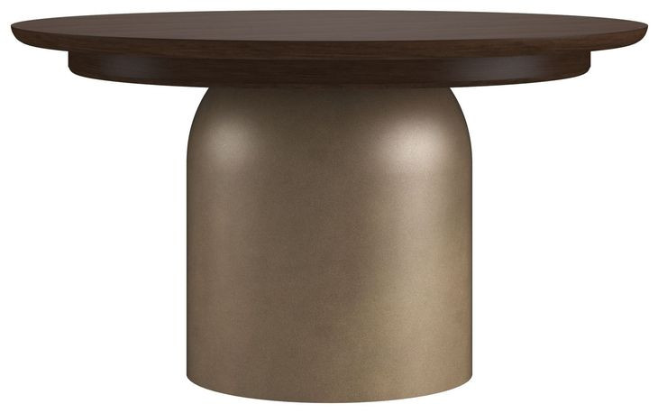 Verge Handcrafted Walnut and Bronze Metallic Extendable Round Dining Room Set