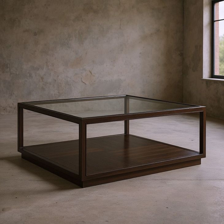 Glaze Cola Square Glass Top Cocktail Table
