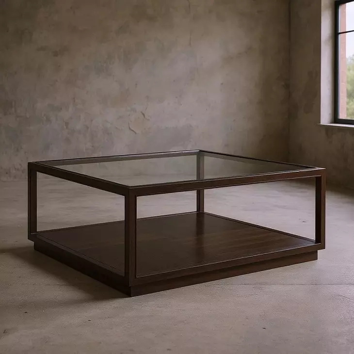 Glaze Cola Square Glass Top Cocktail Table