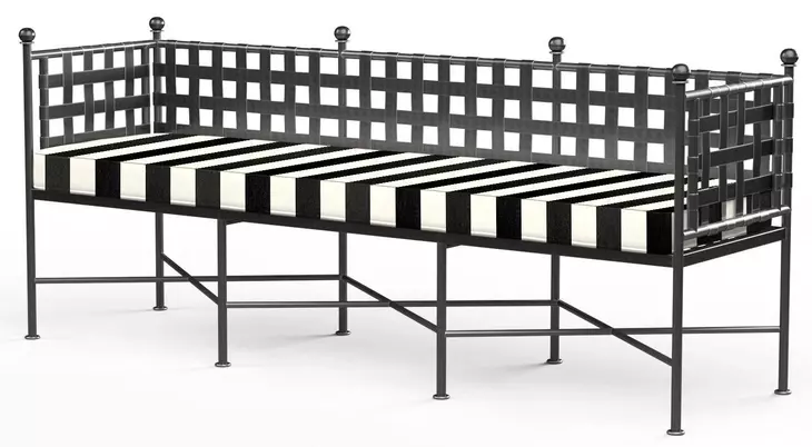 Provence Carbana Classic and White Upholstered Outdoor Garden Bench with Self Welt