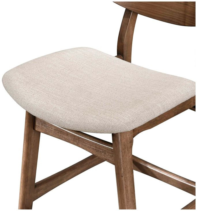 Oscar Walnut and Cream 42" Round Glass Top Counter Height Dining Set with 4 Cushion Chairs