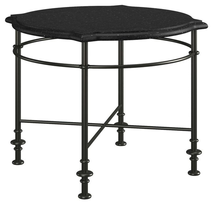 Atrium Black Round Granite Top Chairside Table
