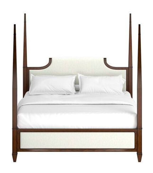 Eave Brown and White Upholstered Queen Poster Bed