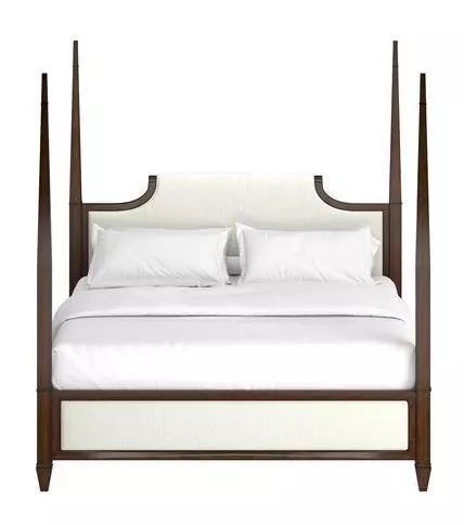 Eave Brown and White Upholstered Poster Bedroom Set