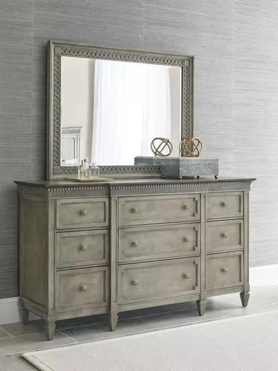 Savona Versaille Painted 9 Drawer Stockholm Dresser with Rectangular Regent Mirror
