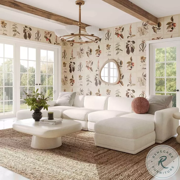 Perry Cream Chenille Modular U Sectional