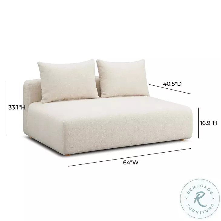 Hangover Cream Heavy Textured Fabric Modular 64" Loveseat