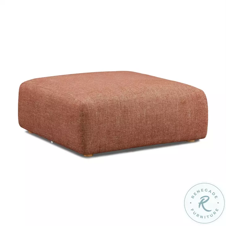Hangover Sedona Red Textured Fabric Ottoman