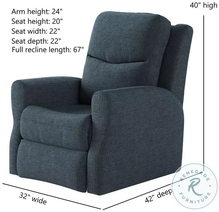 Fame Brady Navy Power Headrest Rocker Recliner