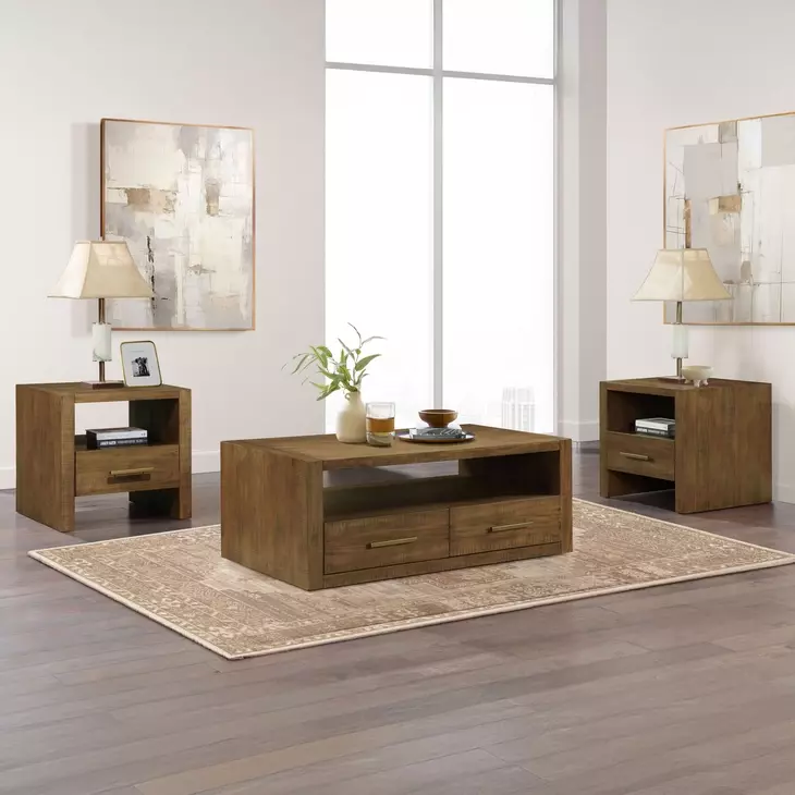 Garland Brown Rectangular Wood Top Cocktail Table