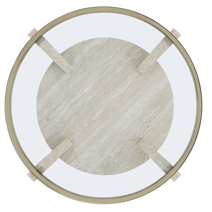 Wanda Beige Round Glass Top Ocassional Table with Casters