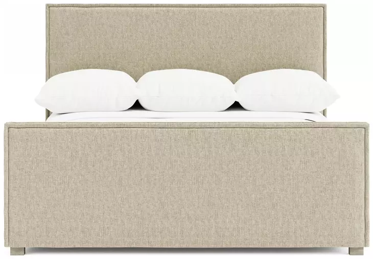 Sawyer Beige Upholstered King Panel Bed