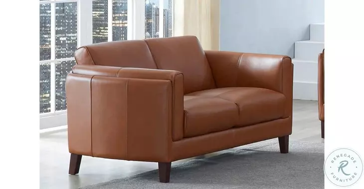 Kona Nutmeg Top Grain Leather Loveseat