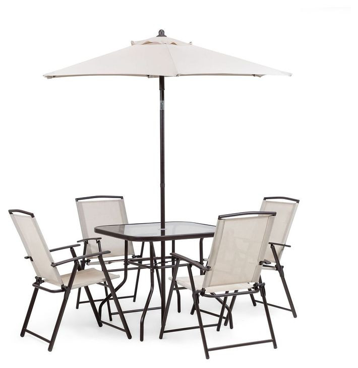 Fallone Beige 6 Piece Outdoor Dining Set
