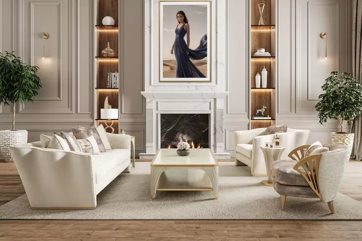 La Terrazza Creamy Pearl Rectangular Console Table