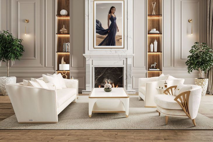 La Terrazza Creamy Pearl Rectangular End Table
