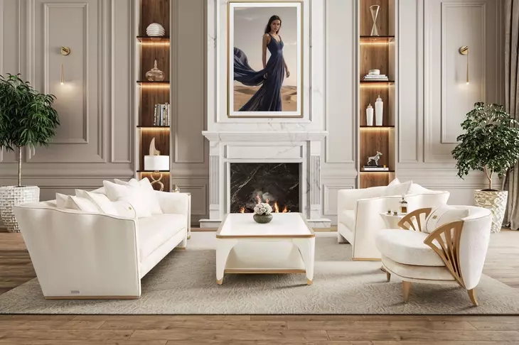 La Terrazza Creamy Pearl Rectangular End Table