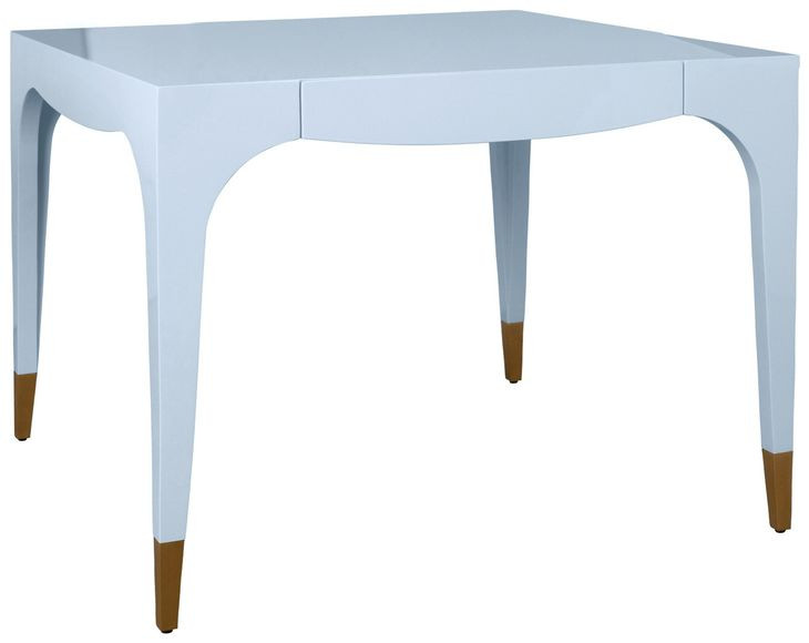 Lacey Light Blue Square Game Table with 2 Drawers