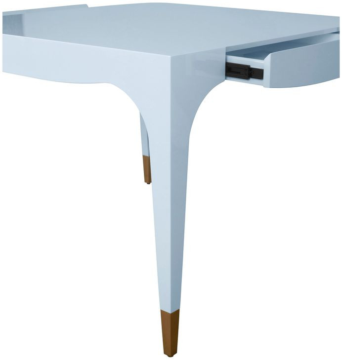 Lacey Light Blue Square Game Table with 2 Drawers