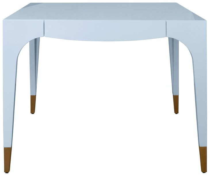 Lacey Light Blue Square Game Table with 2 Drawers