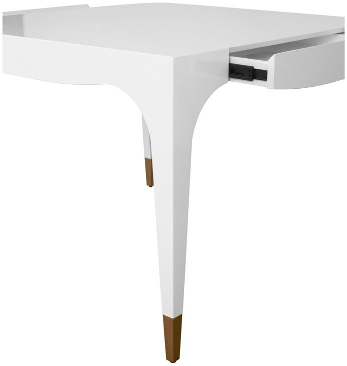 Lacey White Square Game Table with 2 Drawers