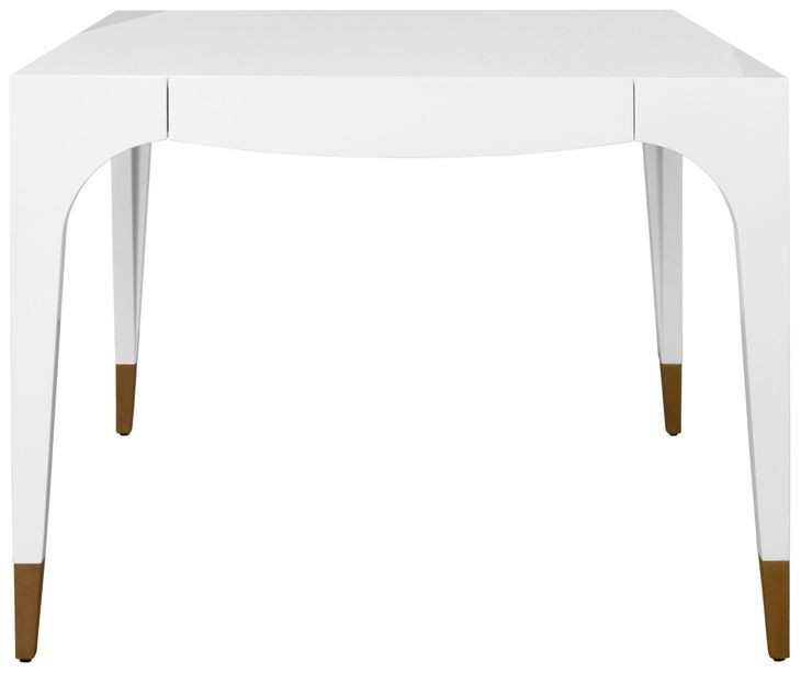 Lacey White Square Game Table with 2 Drawers