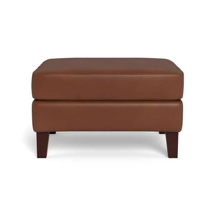 Lachlan Pecan Leather Upholstered Rectangular Ottoman