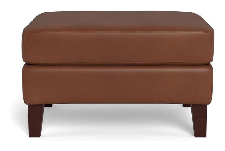 Lachlan Pecan Leather Upholstered Rectangular Ottoman