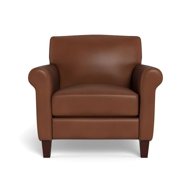 Lachlan Pecan Leather Upholstered Accent Chair