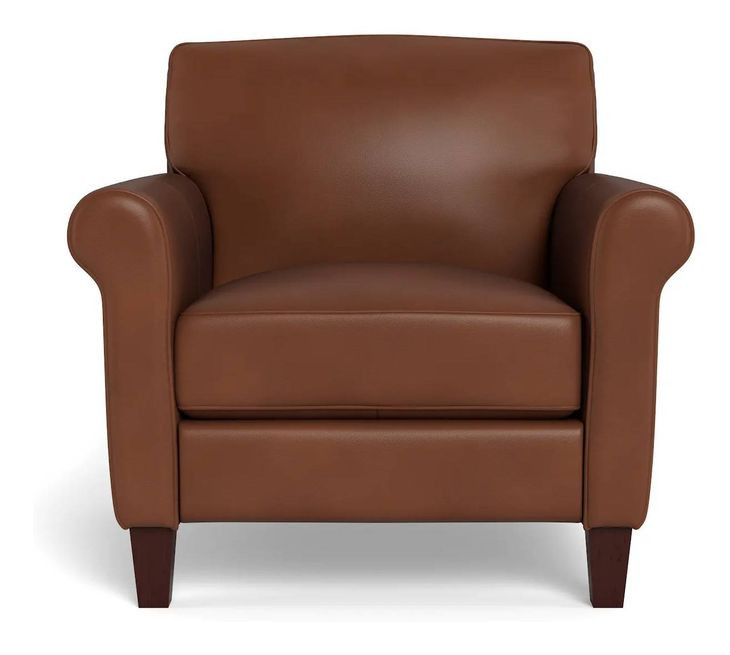 Lachlan Pecan Leather Upholstered Accent Chair