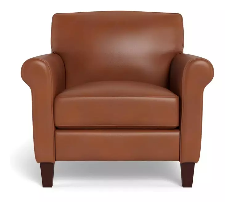 Lachlan Nutmeg Leather Upholstered Accent Chair